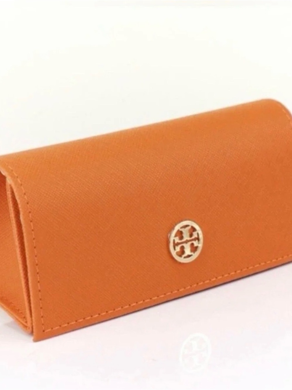 Tory Burch Orange Saffiano Leather Continental Wallet with Gold Logo
